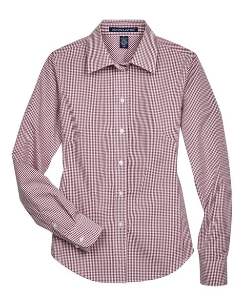 Devon & Jones D640W Women's Crown Collection® Gingham Check Woven Dress Shirt for custom printing in Montreal