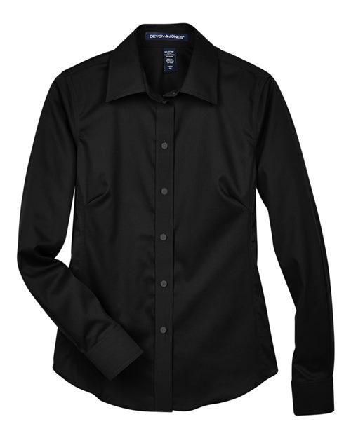 Devon & Jones DG530W Women's Crown Collection® Solid Stretch Twill Woven Dress Shirt for custom printing in Montreal