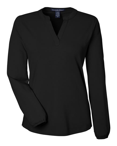 Devon & Jones DP122W Women's Raleigh Half-Placket Knit Top for custom printing in Montreal