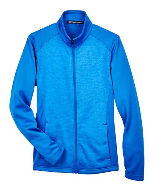 Devon & Jones DG796W Women's Newbury Colorblock Mélange Fleece Full-Zip Jacket for custom printing in Montreal