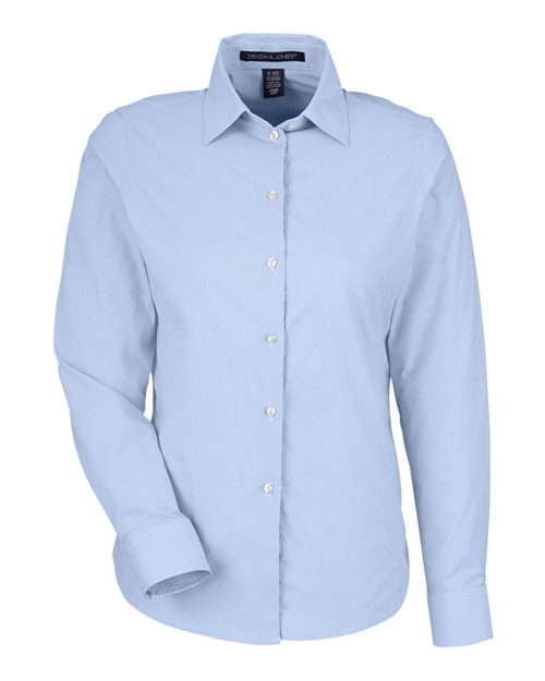 Devon & Jones DG537W Women's CrownLux Performance® Microstripe Dress Shirt for custom printing in Montreal