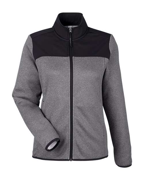 CORE365 CE74W Women's Venture Heathered Stripe Hybrid Jacket for custom printing in Montreal