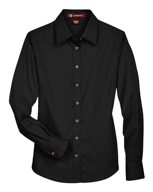 Harriton M500W Women's Easy Blend™ Long Sleeve Twill Dress Shirt with Stain-Release for custom printing in Montreal