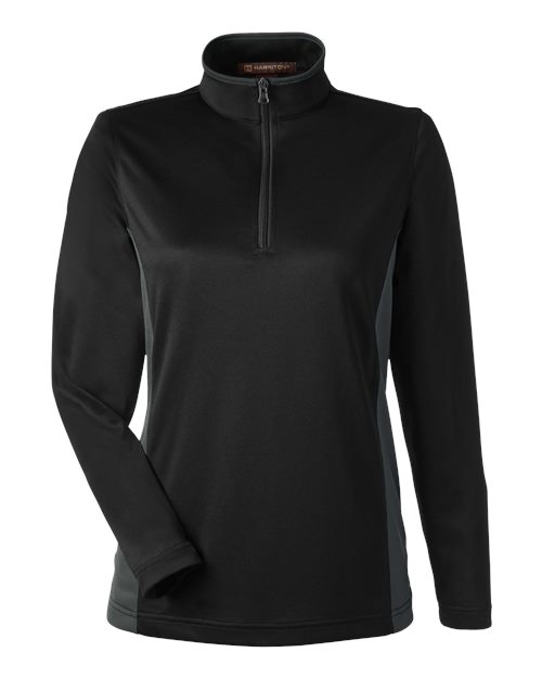 Harriton M786W Women's Flash Snag Protection Plus IL Colorblock Quarter-Zip Pullover for custom printing in Montreal