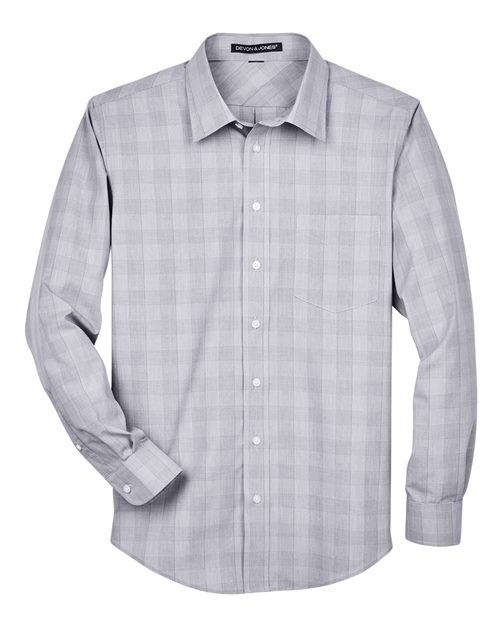 Devon & Jones DG520 Men's Crown Collection® Glen Plaid Woven Dress Shirt for custom printing in Montreal