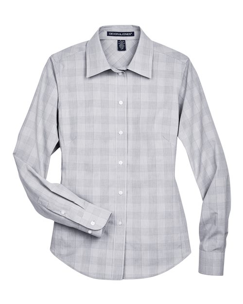 Devon & Jones DG520W Women's Crown Collection® Glen Plaid Woven Dress Shirt for custom printing in Montreal