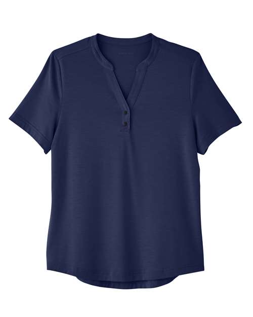 North End NE100W Women's JAQ Snap-Up Stretch Performance Polo for custom printing in Montreal