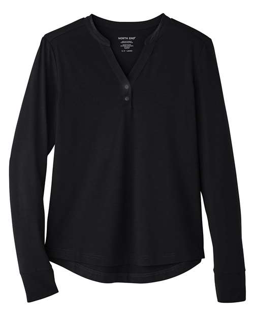 North End NE400W Women's JAQ Stretch Performance V-Neck Snap Pullover for custom printing in Montreal
