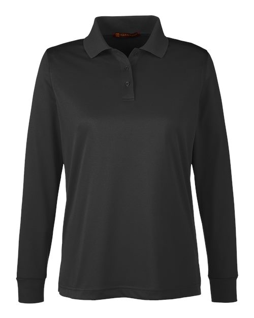 Harriton M348LW Women's Advantage Snag Protection Plus IL Long Sleeve Polo for custom printing in Montreal