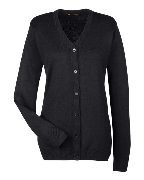 Harriton M425W Women's Pilbloc V-Neck Button Cardigan Sweater for custom printing in Montreal