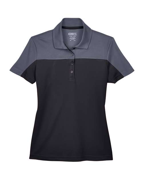 CORE365 CE101W Women's Balance Colorblock Performance Piqué Polo for custom printing in Montreal