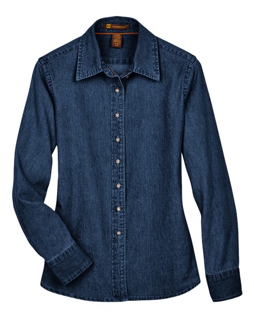 Harriton M550W Women's Denim Shirt for custom printing in Montreal