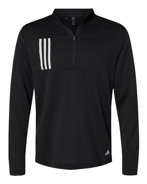 Adidas A482 Men's 3-Stripes Double-Knit Quarter-Zip Pullover for custom printing in Montreal