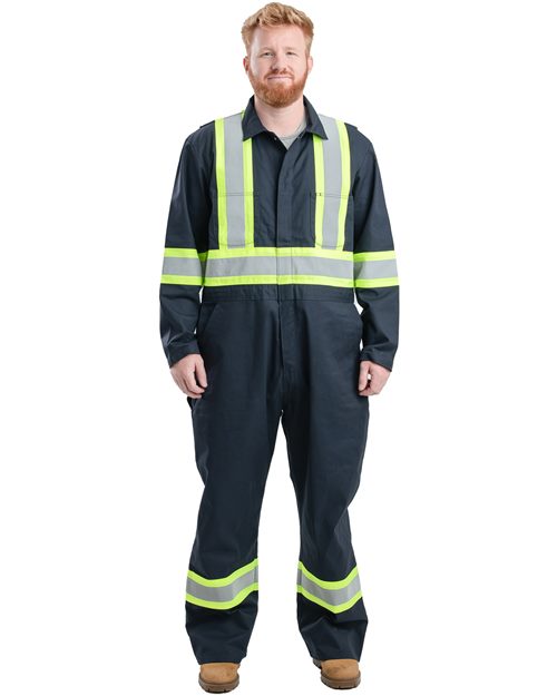 Berne Apparel HVC252 Safety Striped Gasket Unlined Coverall for custom printing in Montreal