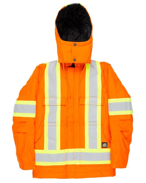 Berne Apparel HVNCH03 Safety Striped Arctic Insulated Chore Coat for custom printing in Montreal