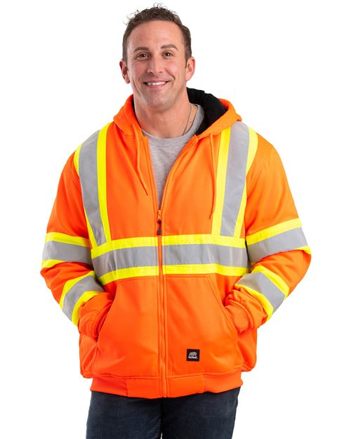 Berne Apparel HVF024 Safety Striped Therman Lined Sweatshirt for custom printing in Montreal