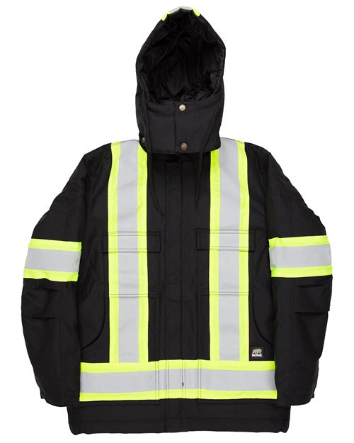 Berne Apparel HVNCH3T Tall Safety Striped Arctic Insulated Chore Coat for custom printing in Montreal